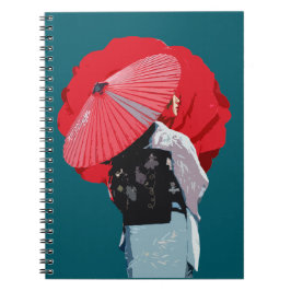 Cuaderno Estilizado Vermelho Figurativo Moda Japonesa