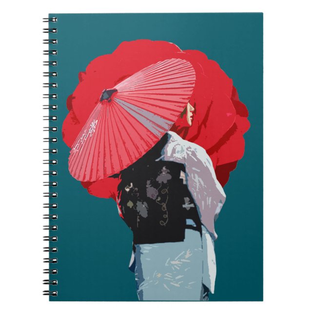 Cuaderno Estilizado Vermelho Figurativo Moda Japonesa (Frente)