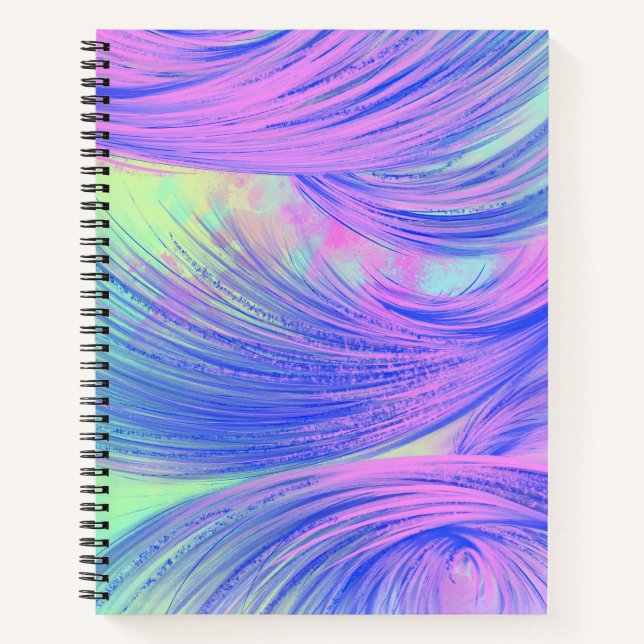 Cuaderno Estilizan las plumas abstractas azules rosadas (Anverso)