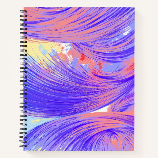 Cuaderno Estilizan las plumas abstractas azules rosadas (Anverso)
