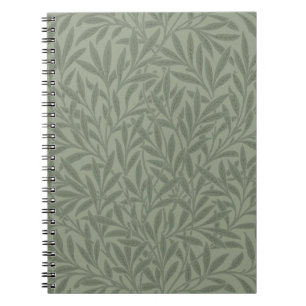 Cuaderno Estilo antiguo verde salvia con estampado de sauce