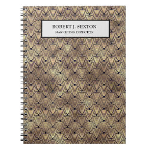 Cuaderno Estilo Art Decó Retro Oro y Arcoiris Negro