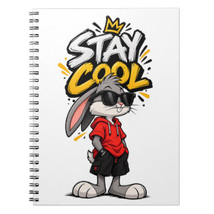 Cuaderno Estilo Callejero Conejo Gráfico Mantén la Frescura