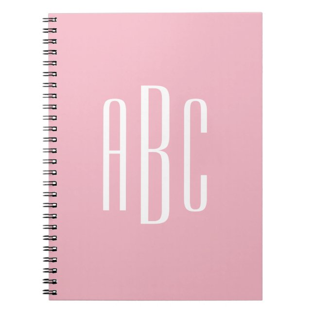 Cuaderno Estilo clásico blanco rosa pálido 3 letra monogram (Frente)