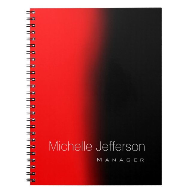 Cuaderno Estilo contemporáneo de moda rojo negro empresaria (Frente)