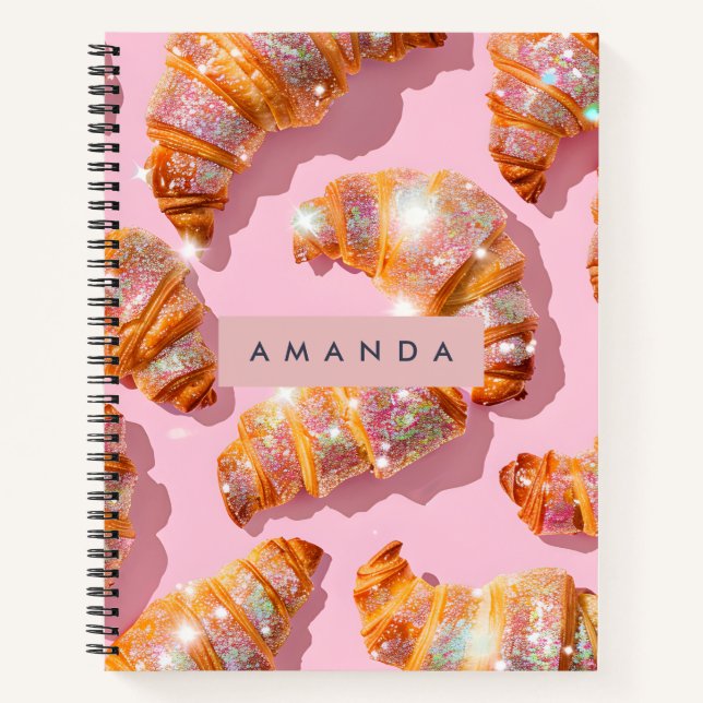 Cuaderno Estilo Croissant con Brillo Personalizado (Anverso)