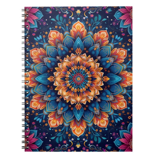 Cuaderno Estilo de arte digital de flor de mandala-23907 (Frente)