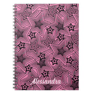 Cuaderno Estilo de arte pop Radiando estrellas negras perso