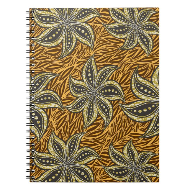 Cuaderno Estilo de Batik Floral Resumen Africano (Frente)
