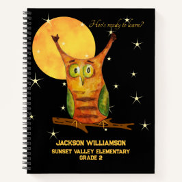 Cuaderno Estilo de color de agua de lechuza cuta Año escola