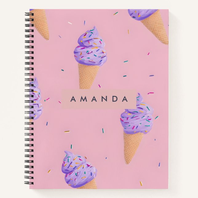 Cuaderno Estilo de cono de helado pastel pegado personaliza (Anverso)