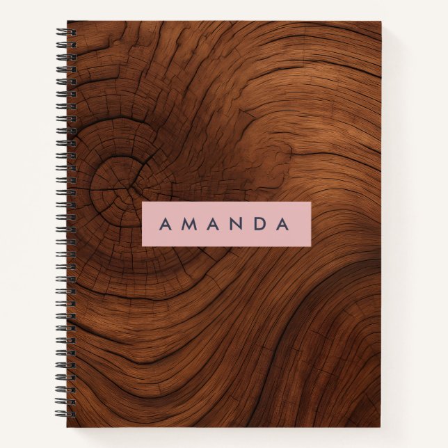 Cuaderno Estilo de grano de madera rústico personalizado (Anverso)