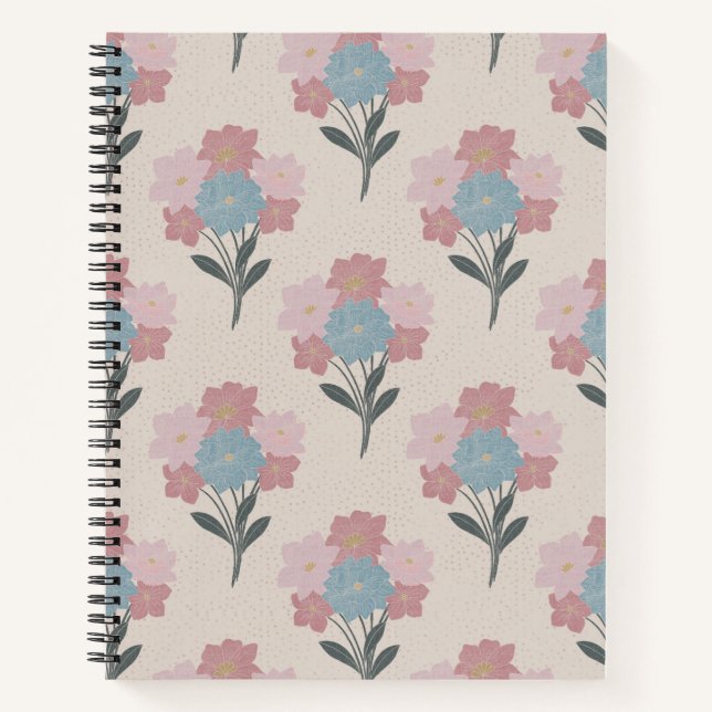 Cuaderno Estilo de impresión de bloque de bloques florales (Anverso)