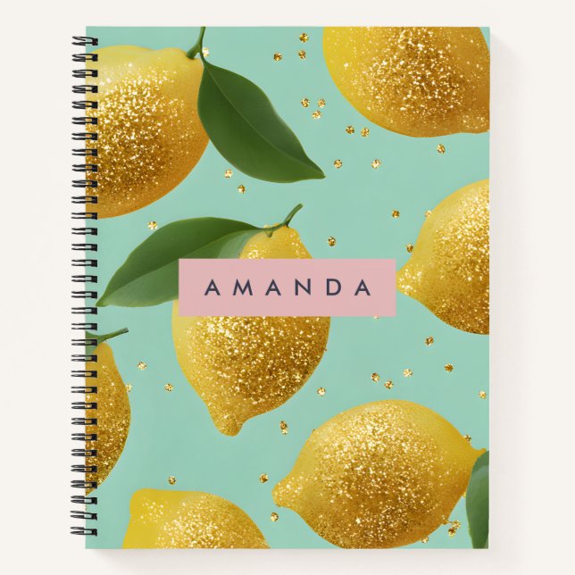Cuaderno Estilo de Limón con Brillo de Pastel Personalizado (Anverso)