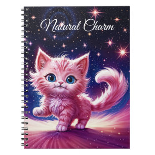 Cuaderno Estilo de los ojos azul surrealista del gato lindo