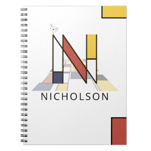 Cuaderno Estilo de Neoplasticismo Único Monograma. Letra N