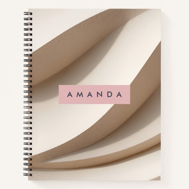 Cuaderno Estilo de onda beige suave y suave personalizado (Anverso)