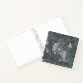 Cuaderno Estilo de vida floral vintage verde pizarra elegan
