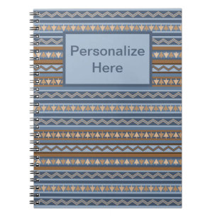 Cuaderno Estilo del suroeste azul marrón geométrico persona