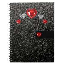 estilo falso de cuero negro con piedras rojas y bl