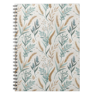 Cuaderno Estilo floral de trigo y flores silvestres de camp