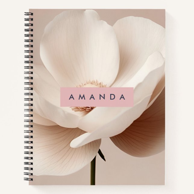 Cuaderno Estilo floral rosa y de rosa retro personalizado (Anverso)