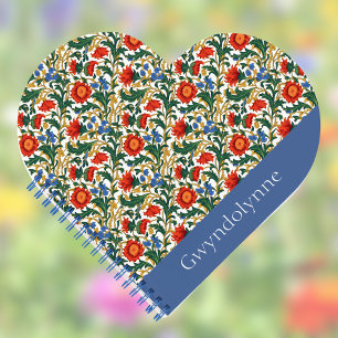 Cuaderno Estilo Floral William Morris Azul Rojo Dorado Vint