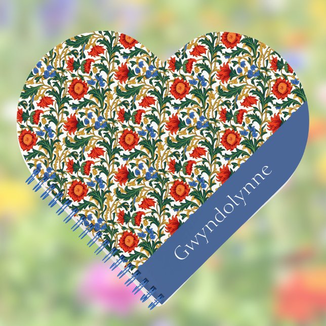 Cuaderno Estilo Floral William Morris Azul Rojo Dorado Vint (Subido por el creador)