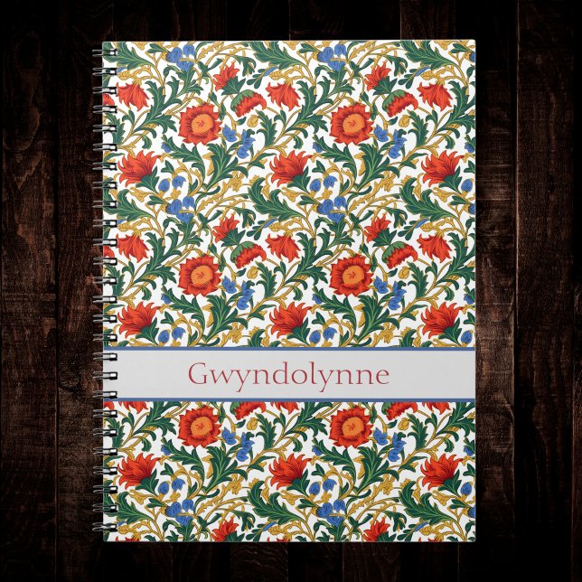 Cuaderno Estilo floral William Morris azul rojo dorado vint (Subido por el creador)