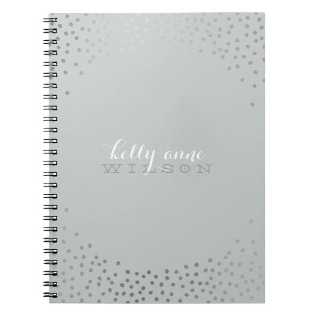 Cuaderno ESTILO GLAMOROUS mini confetti nieve gris plateado (Frente)