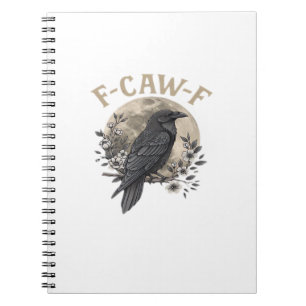 Cuaderno Estilo gráfico divertido de ave cuervo que dice F