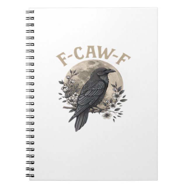Cuaderno Estilo gráfico divertido de ave cuervo que dice F  (Frente)