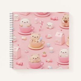 Cuaderno Estilo Harajuku: Gatitos en tazas de Natasha Us
