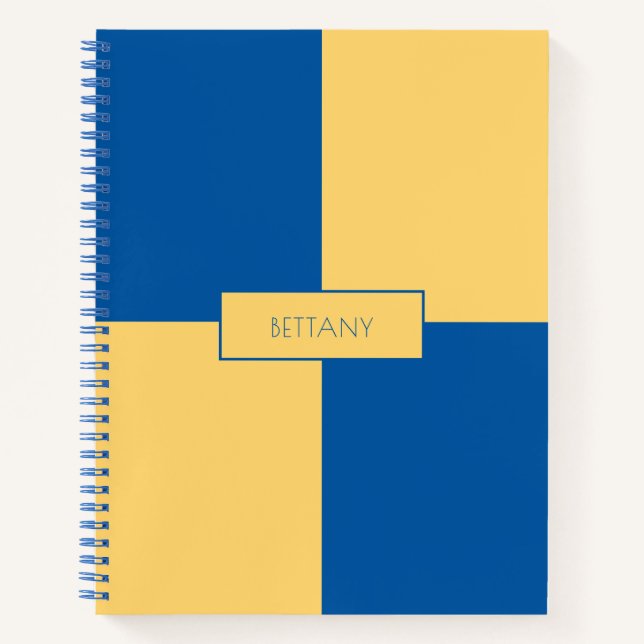 Cuaderno Estilo moderno azul y amarillo bajo control (Anverso)