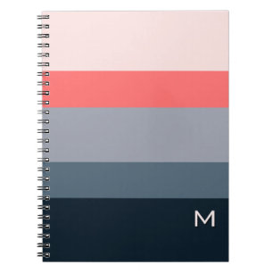 Cuaderno Estilo moderno bloque de color gris rosa monograma