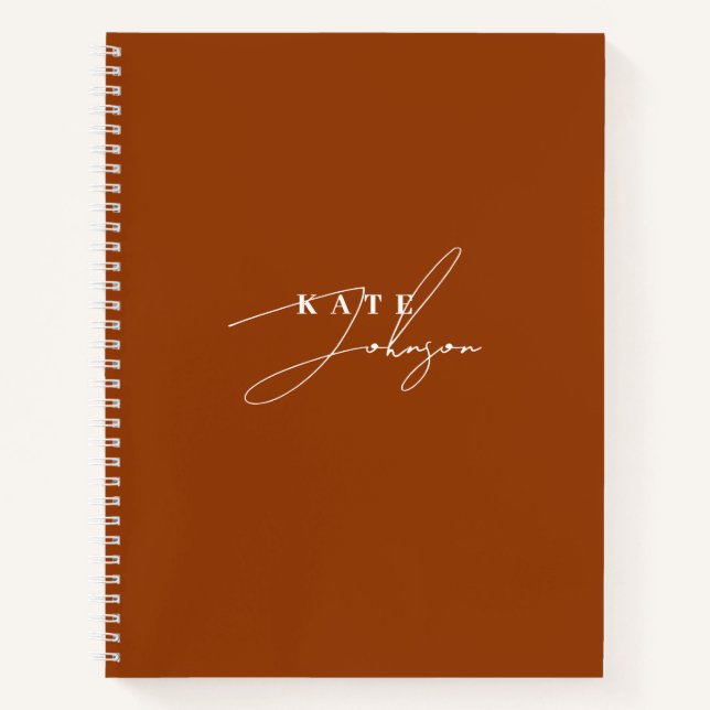 Cuaderno Estilo Monograma de Letra Script Terracota (Anverso)