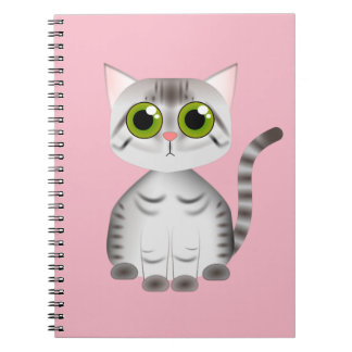 Cuaderno estilo rayado gris lindo del dibujo animado del