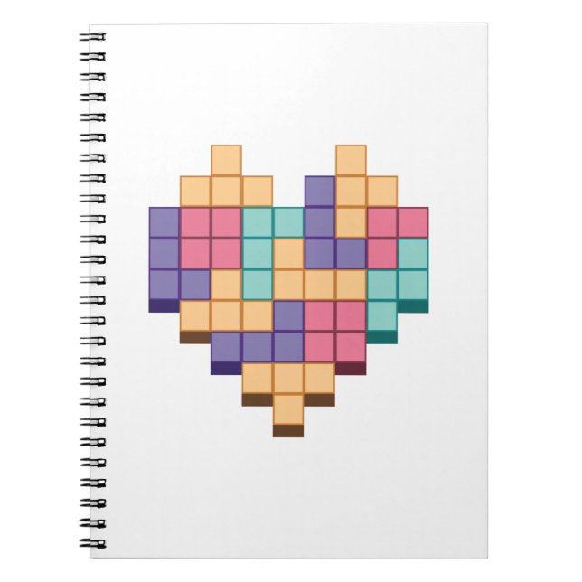Cuaderno Estilo retro de corazón de juego de bloques (Frente)