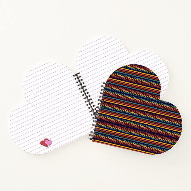 Cuaderno Estilo Retro de los 70 Navy y Mostaza Boho Chevron (Interior)
