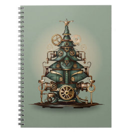 Cuaderno Estilo retro vintage del árbol de Navidad Steampun