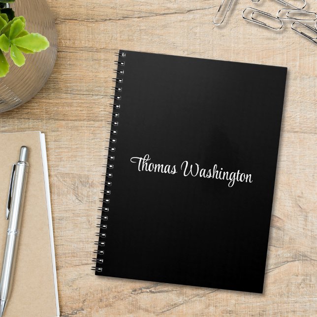Cuaderno Estilo Script Monograma Nombre Negro (Subido por el creador)