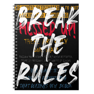 Cuaderno Estilo urbano Romper las reglas imprimir el lema w