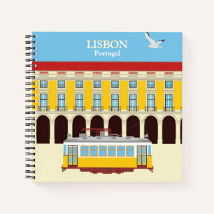 Cuaderno Estilo vintage del tranvía amarillo de Lisboa