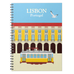 Cuaderno Estilo vintage del tranvía amarillo de Lisboa