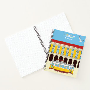 Cuaderno Estilo vintage del tranvía amarillo de Lisboa