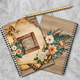 Cuaderno Estilo Vintage Flor de Papel Antiguo sobre Arpille