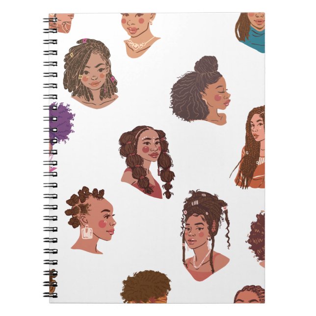 Cuaderno Estilos de pelo de Chica negro (Frente)