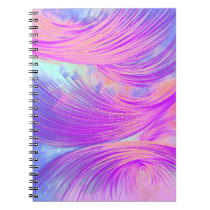 Cuaderno Estilosas plumas abstractas púrpura púrpura púrpur