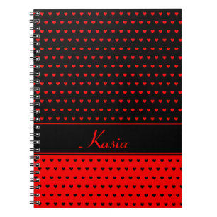 Cuaderno Estiloso Corazón rojo y negro, plantilla de nombr