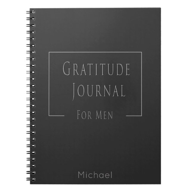 Cuaderno Estiloso Diario de Gratitud para los hombres gris  (Frente)